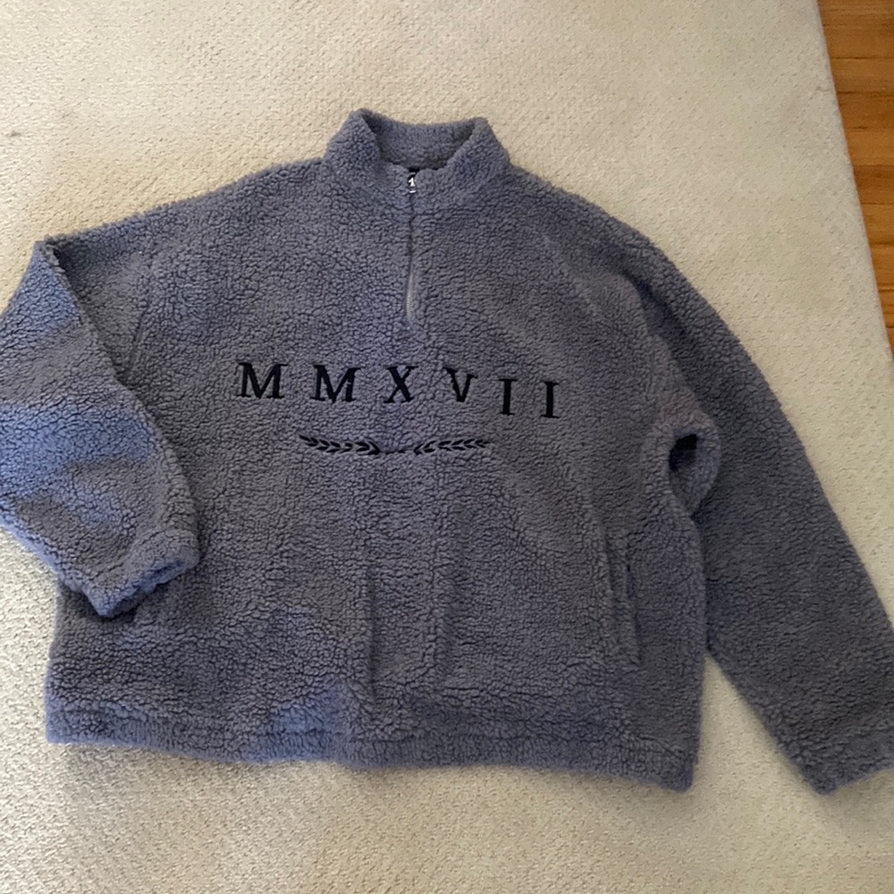 Men’s ASOS 1/4 zip Sherpa jacket Large Roman Numerals 2017